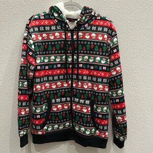 ADTN Santa Fairisle Fleece Lined Hoodie Size Small NWT